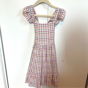 Cat & Jack Girls Size 5T Pink and White Cross Back Ruffled Gingham Sundress